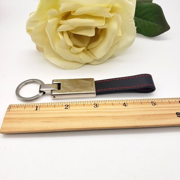 Jaguar Land Rover Chrome and Black Leather Strap Key Chain Fob Luxury Car - Picture 3 of 8